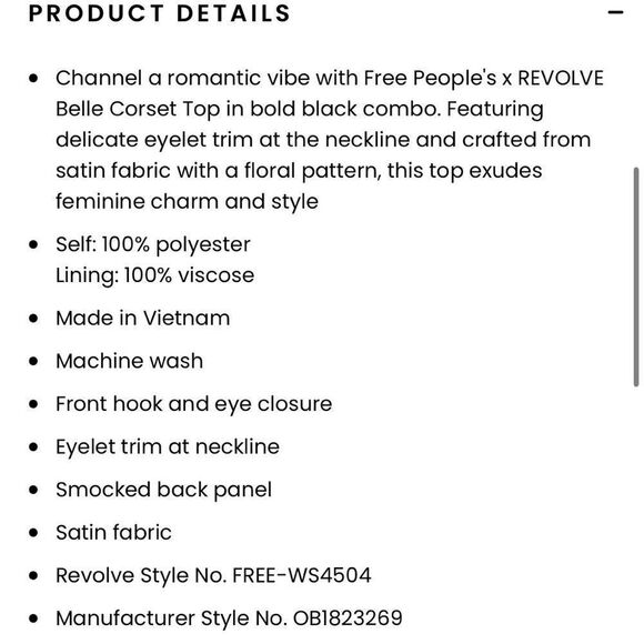 Free People X Revolve BELLE Black Pink Floral Eyelet Lace Corset Top - Picture 2 of 16